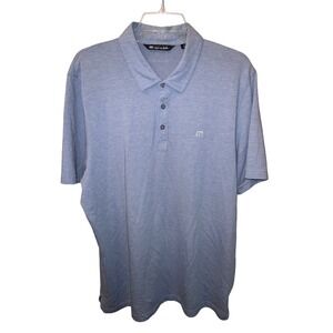 Travis Mathew Mens XL Blue Heathered Golf Polo Shirt Logo‎ Casual Short Sleeve
